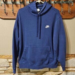 Nike Navy Blue Pullover Hoodie with White Swoosh